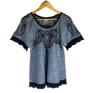 Sundance Embroidered Peasant Blouse Size XS Boho Travel Vacation Summer Casual